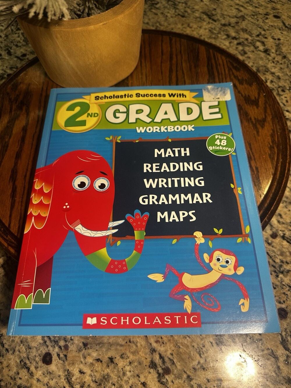 Scholastic - 2nd GRADE Workbook with Motivational Stickers Math Reading Maps